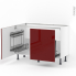 #Meuble de cuisine Sous évier <br />IVIA Rouge, 2 portes lessiviel-poubelle coulissante , L120 x H70 x P58 cm 
