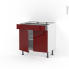 #Meuble de cuisine Bas <br />IVIA Rouge, 2 portes 1 tiroir, L80 x H70 x P58 cm 
