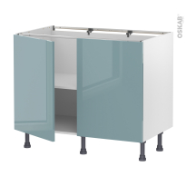 Meuble de cuisine - Bas - KERIA Bleu - 2 portes - L100 x H70 x P58 cm