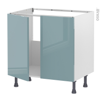 Meuble de cuisine - Sous évier - KERIA Bleu - 2 portes - L80 x H70 x P58 cm