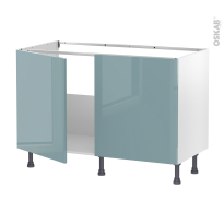 Meuble de cuisine - Sous évier - KERIA Bleu - 2 portes - L120 x H70 x P58 cm