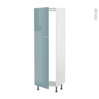 Colonne de cuisine N°2721 - Armoire frigo encastrable - KERIA Bleu - 2 portes - L60 x H195 x P58 cm