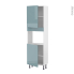 #Colonne de cuisine N°2121 - Four encastrable niche 45  - KERIA Bleu - 2 portes - L60 x H195 x P37 cm