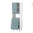 #Colonne de cuisine N°2159 - MO encastrable niche 36/38 - KERIA Bleu - 1 porte 5 tiroirs - L60 x H195 x P58 cm