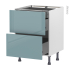 #Meuble de cuisine - Casserolier - KERIA Bleu - 2 tiroirs 1 tiroir à l'anglaise - L60 x H70 x P58 cm