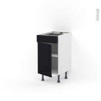 Meuble de cuisine - Bas - KERIA Noir - 1 porte 1 tiroir  - L40 x H70 x P58 cm
