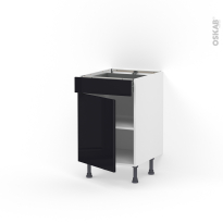 Meuble de cuisine - Bas - KERIA Noir - 1 porte 1 tiroir  - L50 x H70 x P58 cm