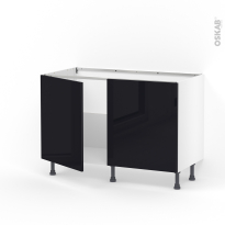 Meuble de cuisine - Sous évier - KERIA Noir - 2 portes - L120 x H70 x P58 cm