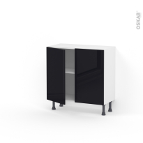 Meuble de cuisine - Bas - KERIA Noir - 2 portes - L80 x H70 x P37 cm