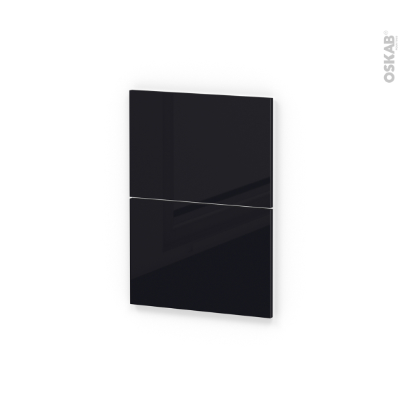 Façades de cuisine - 2 tiroirs N°52 - KERIA Noir - L40 x H70 cm