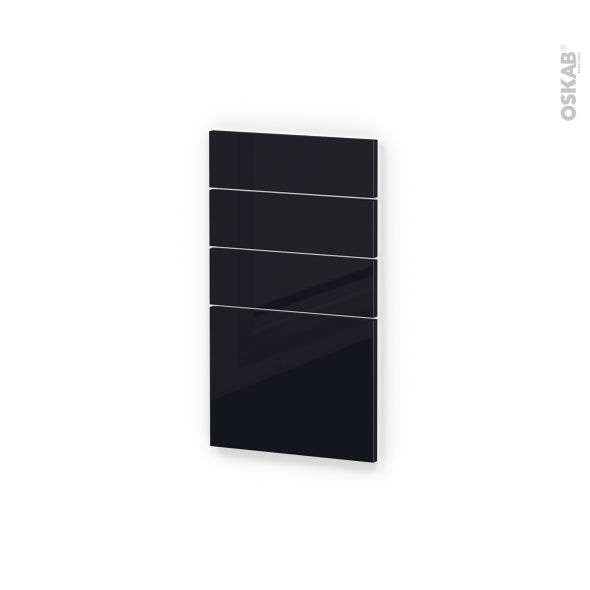 Façades de cuisine - 4 tiroirs N°53 - KERIA Noir - L40 x H70 cm