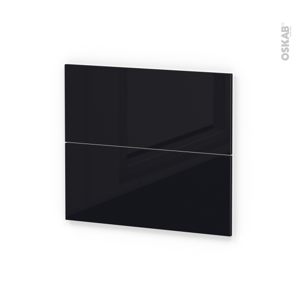 Façades de cuisine - 2 tiroirs N°60 - KERIA Noir - L80 x H70 cm