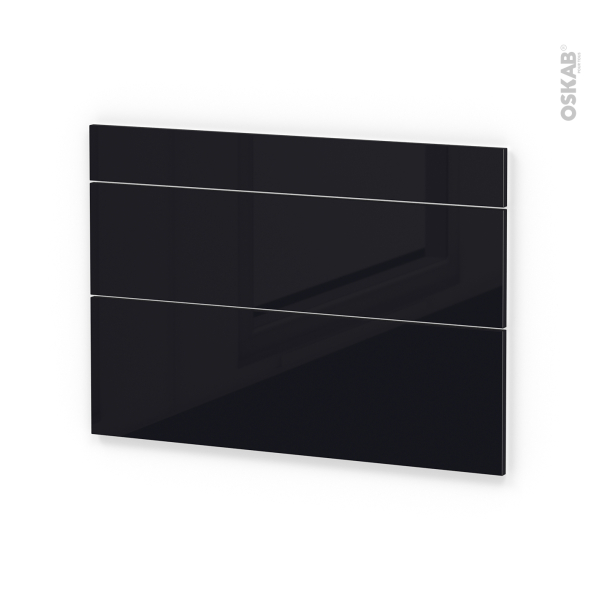 Façades de cuisine - 3 tiroirs N°75 - KERIA Noir - L100 x H70 cm