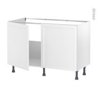 Meuble de cuisine - Sous évier - LUPI Blanc - 2 portes - L120 x H70 x P58 cm