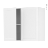 Meuble de cuisine - Haut ouvrant - LUPI Blanc - 2 portes - L80 x H70 x P37 cm