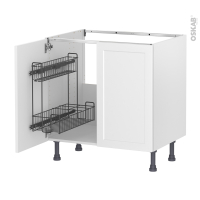 Meuble de cuisine - Sous évier - LUPI Blanc - 2 portes lessiviel - L80 x H70 x P58 cm
