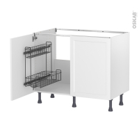 Meuble de cuisine - Sous évier - LUPI Blanc - 2 portes lessiviel - L100 x H70 x P58 cm