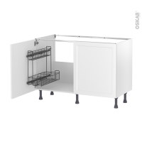 Meuble de cuisine - Sous évier - LUPI Blanc - 2 portes lessiviel - L120 x H70 x P58 cm