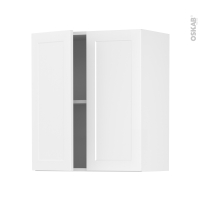 Meuble de cuisine - Haut ouvrant - LUPI Blanc - 2 portes - L60 x H70 x P37 cm