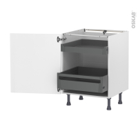 Meuble de cuisine - Bas - LUPI Blanc - 2 tiroirs à l'anglaise - L60 x H70 x P58 cm