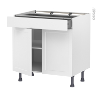 Meuble de cuisine - Bas - LUPI Blanc - 2 portes 1 tiroir - L80 x H70 x P58 cm