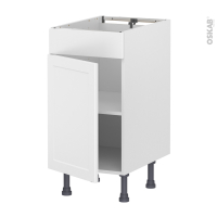 Meuble de cuisine - Bas - Faux tiroir haut - LUPI Blanc - 1 porte  - L40 x H70 x P58 cm
