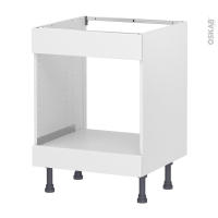 Meuble de cuisine - Bas MO encastrable niche 45 - Faux tiroir haut - LUPI Blanc - L60 x H70 x P58 cm