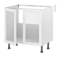 Meuble de cuisine - Sous évier vitré - LUPI Blanc - 2 portes - L80 x H70 x P58 cm