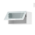 #Meuble de cuisine - Haut abattant vitré - Façade blanche alu - 1 porte - L60 x H35 x P37 cm - SOKLEO