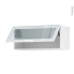 #Meuble de cuisine - Haut abattant vitré - Façade blanche alu - 1 porte - L80 x H35 x P37 cm - SOKLEO