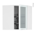 #Meuble de cuisine - Angle haut vitré - Façade blanche alu - Tourniquet 1 porte N°19 L40 cm - L65 x H70 x P37 cm - SOKLEO