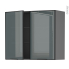 #Meuble de cuisine gris Haut ouvrant vitré <br />Façade noire alu, 2 portes, L80 x H70 x P37 cm, SOKLEO 