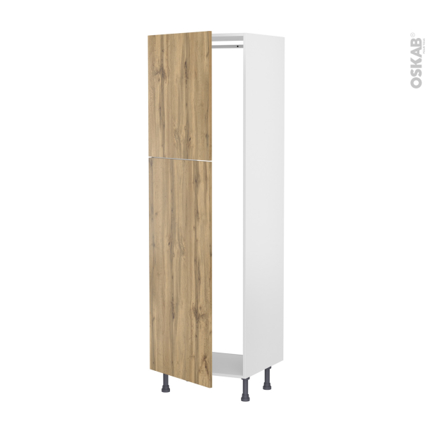Colonne de cuisine N°2721 Armoire frigo encastrable <br />OKA Chêne, 2 portes, L60 x H195 x P58 cm 