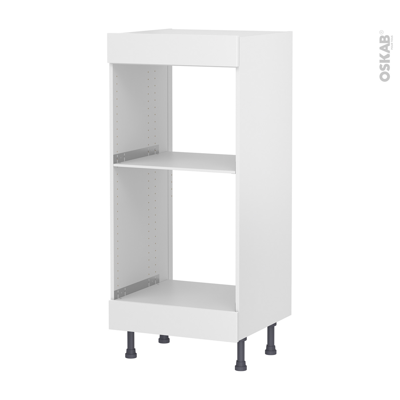 Colonne de cuisine N°56 Four encastrable niche 45 STATIC Blanc 1 porte 1  tiroir L60 x H125 x P58 cm - Oskab