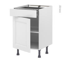 Meuble de cuisine - Bas - STATIC Blanc - 1 porte 1 tiroir  - L50 x H70 x P58 cm