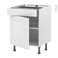 Meuble de cuisine - Bas - STATIC Blanc - 1 porte 1 tiroir - L60 x H70 x P58 cm