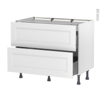 Meuble de cuisine - Casserolier - STATIC Blanc - 2 tiroirs - L100 x H70 x P58 cm