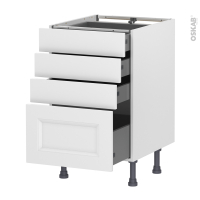 Meuble de cuisine - Casserolier - STATIC Blanc - 4 tiroirs - L50 x H70 x P58 cm