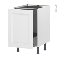 Meuble de cuisine - Bas coulissant - STATIC Blanc - 1 porte 1 tiroir à l'anglaise - L50 x H70 x P58 cm