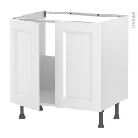 Meuble de cuisine - Sous évier - STATIC Blanc - 2 portes - L80 x H70 x P58 cm