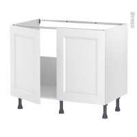 Meuble de cuisine - Sous évier - STATIC Blanc - 2 portes - L100 x H70 x P58 cm