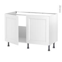 Meuble de cuisine - Sous évier - STATIC Blanc - 2 portes - L120 x H70 x P58 cm