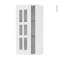 Meuble de cuisine - Haut ouvrant vitré - STATIC Blanc - 1 porte - L40 x H92 x P37 cm
