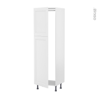 Colonne de cuisine N°2721 - Armoire frigo encastrable - STATIC Blanc - 2 portes - L60 x H195 x P58 cm