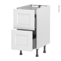 Meuble de cuisine - Casserolier - STATIC Blanc - 2 tiroirs - L40 x H70 x P58 cm