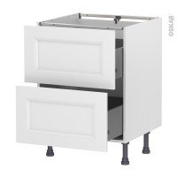 Meuble de cuisine - Casserolier - STATIC Blanc - 2 tiroirs - L60 x H70 x P58 cm