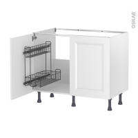 Meuble de cuisine - Sous évier - STATIC Blanc - 2 portes lessiviel - L100 x H70 x P58 cm