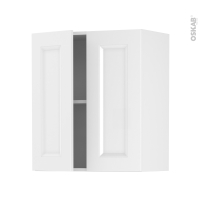 Meuble de cuisine - Haut ouvrant - STATIC Blanc - 2 portes - L60 x H70 x P37 cm