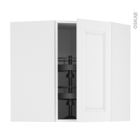 Meuble de cuisine - Angle haut - STATIC Blanc - Tourniquet 1 porte N°19 L40 cm - L65 x H70 x P37 cm