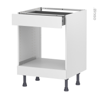 Meuble de cuisine - Bas MO encastrable niche 45 - STATIC Blanc - 1 tiroir haut - L60 x H70 x P58 cm
